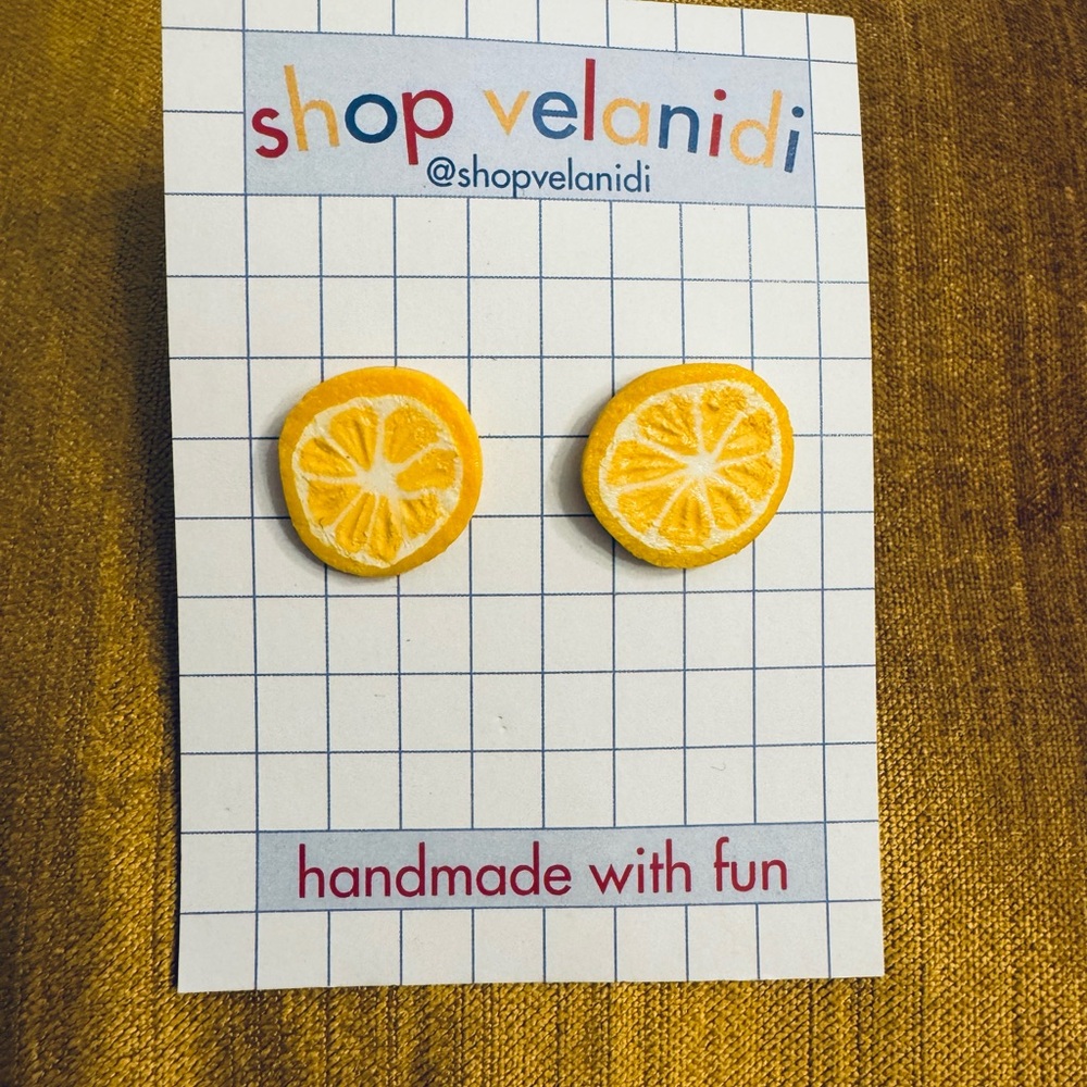 Lemon Slice Earrings Brand New Hand Created OOAK.